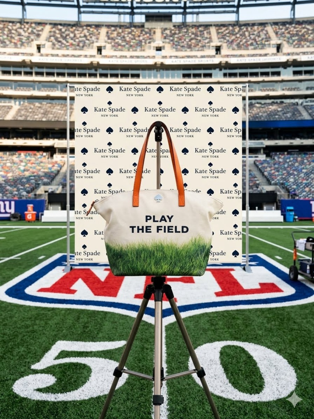 Kate Spade New York "Play The Field" Large Canvas Tote Bag -Rehab